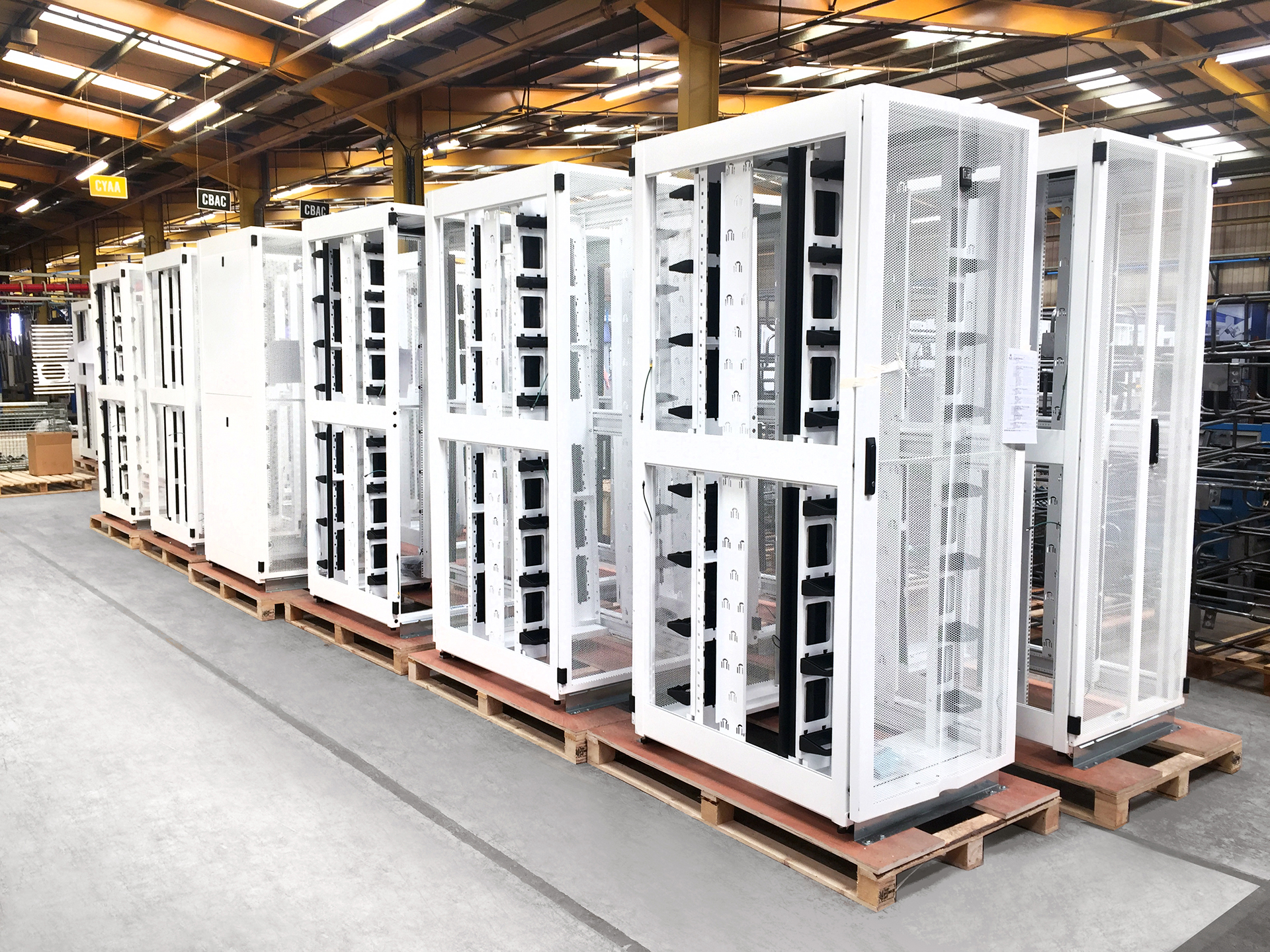 White powder coating server cabinets
