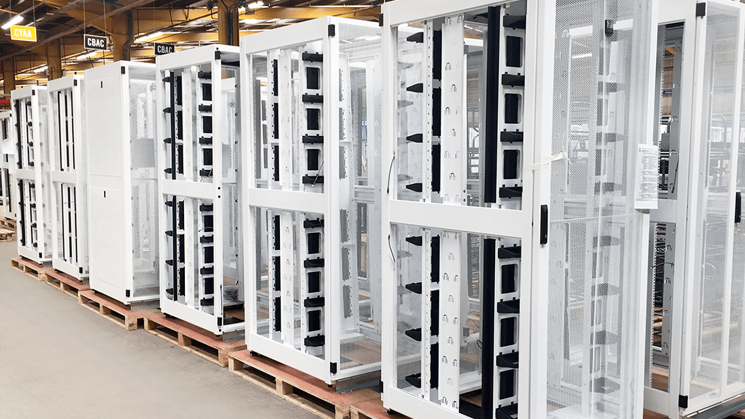 White powder coated server cabinets
